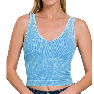 ZENANA 2 way neckline Ribbed Women's Top